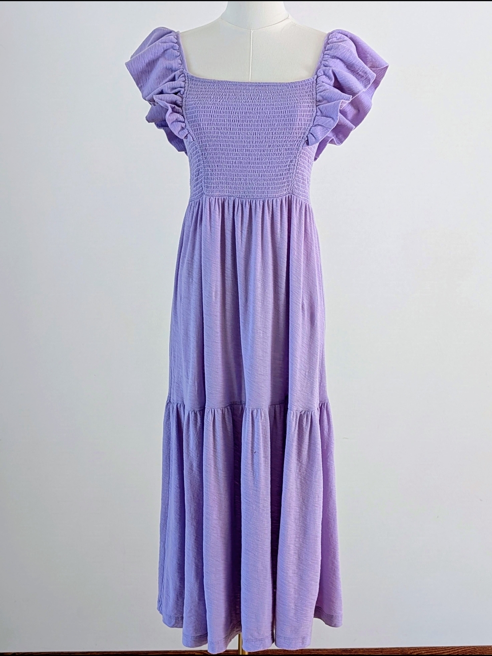 Nation LTD Lavender Pima Cotton Ruffle Tiered Midi Dress - M